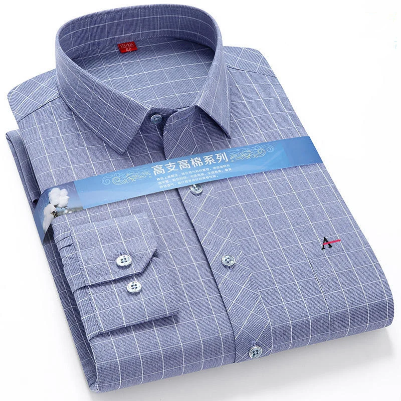 2021 new camisa men's bamboo fiber plaid shirt casual long sleeve business reserva men's formal shirt fashion pocket