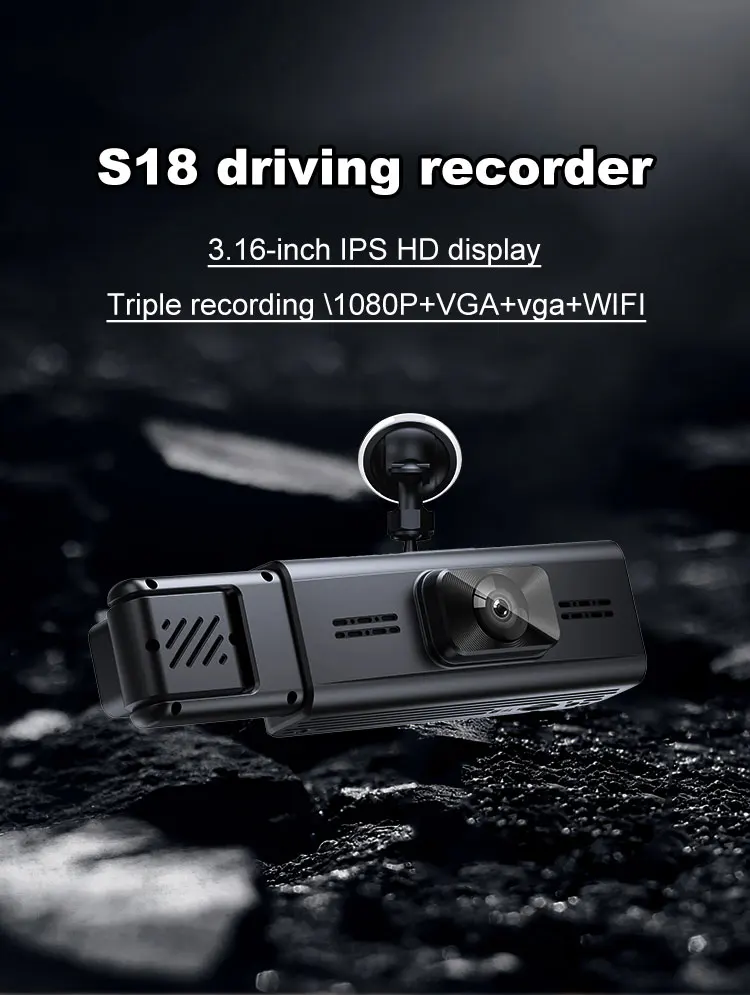 Description Picture 2 of item1080P Triple Lens Dash Cam with Ultra-Wide Angle Night Vision, WiFi Enabled, Front and Rear Vehicle Recording, High Definition