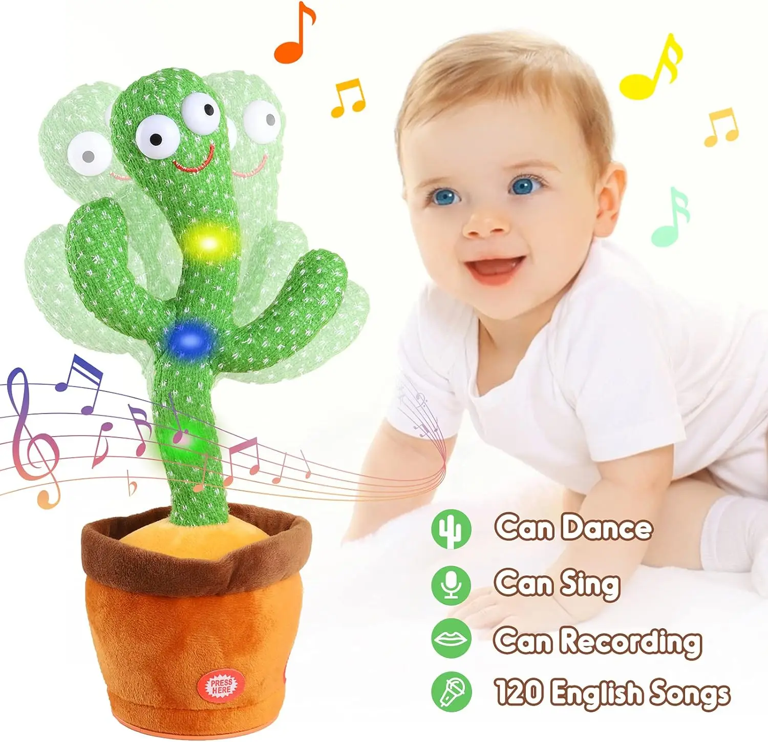 Cactus toys for children who can dance and spea Sunshine cactus electronic luminous plush toys with 120 English songs Smart toy