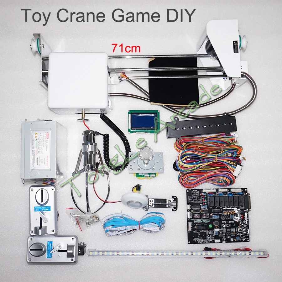 

Toy Crane Kit Doll Machine DIY Accessory Claw Machine Slot Machine Game Board Coin Receiver, Button Wire Harness, Claw for Crane