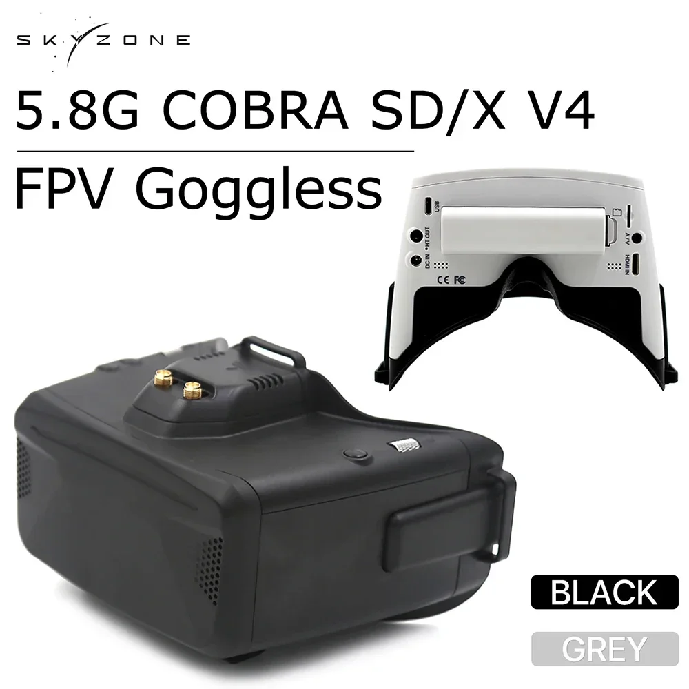 Skyzone 5,8G Cobra SD/X V4 FPV очки ЖК-дисплей 800X480 экран 48-канальный разнообразный приемник встроенный трекер головы DVR для гоночного дрона FPV thumbnail 2