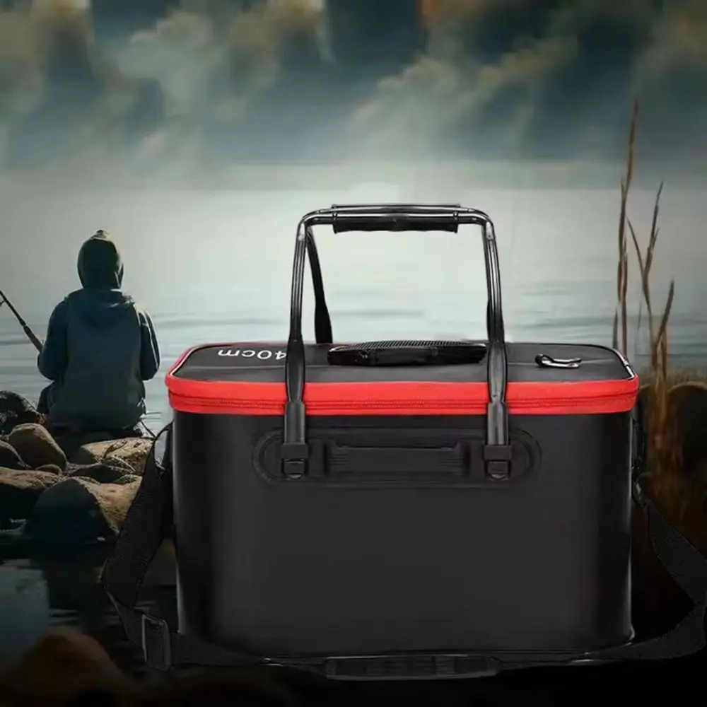Water-Resistant Foldable Fishing Bucket EVA Durable Fishing Tackle Bag Collapsible Leak-proof Live Fish Tackle Box