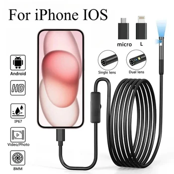 8mm Endoscope Camera Automotive Boroscope Inspection Device Camera For Apple Iphone IOS Smart Phone Android Type C Cars Mobile 1