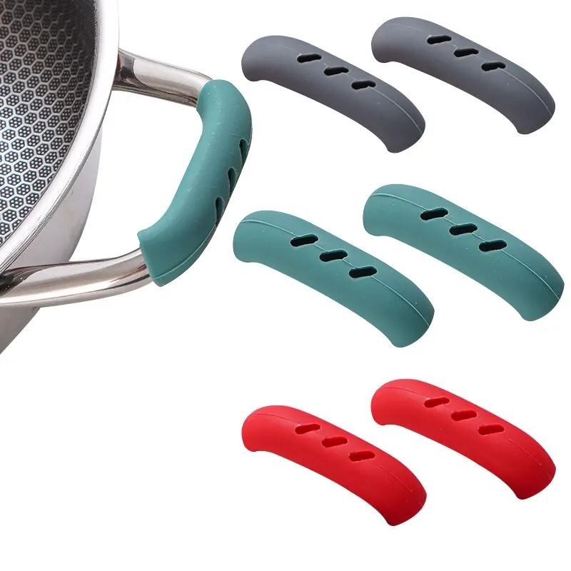 Silicone Hot Handle Holde Non Slip Rubber Pot Holders Pan Ear Clip Cast Iron Handles Grip Cover Heat Resistant Potholde silicone pan handle cover