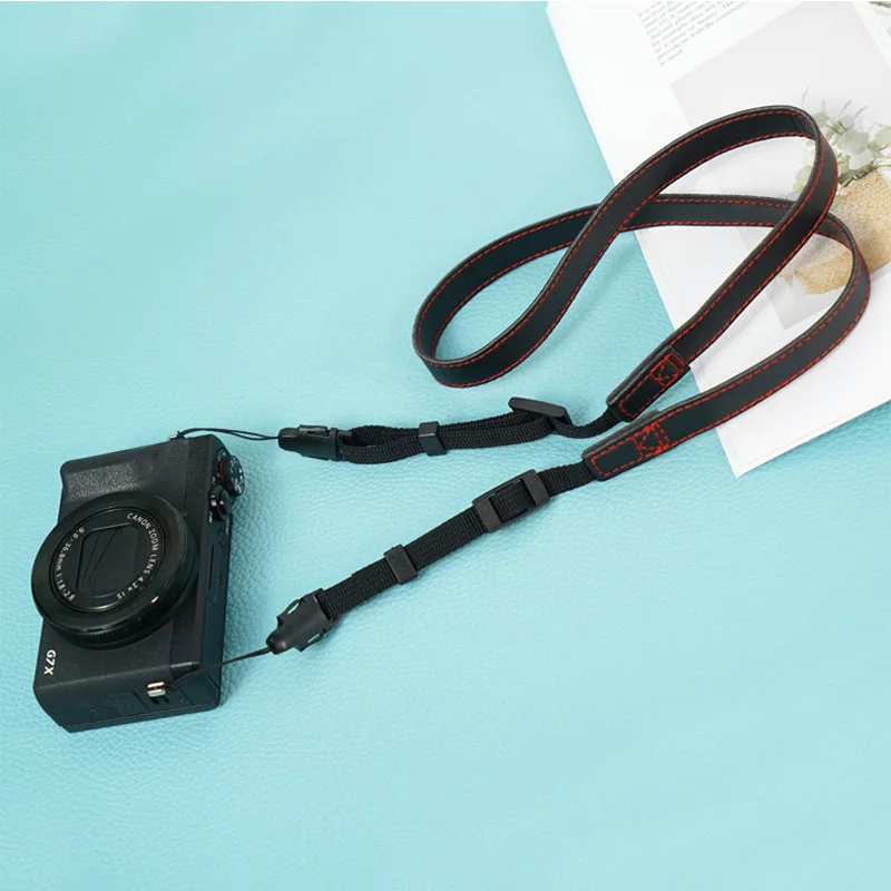캐논 후지필름 후지 니콘 올림푸스 파나소닉 라이카 DSLR TLR용 슬림 가죽 카메라 넥 숄더 스트랩 로프