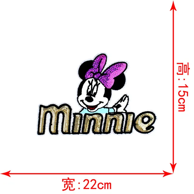Disney Sequins Clothing Patch Mickey Minnie Mouse Patches Cartoon Sew Clothes Patch for T-shirt Coat DIY Decoration Women Gift green