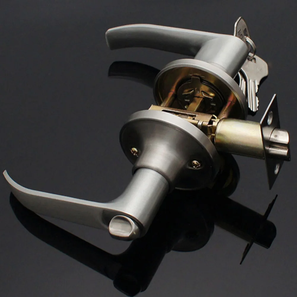 Door Lever Lock with 3 Keys Locking Door Handle Stainless Steel Entrance Door Handles Interior Lever Lock for Home Office