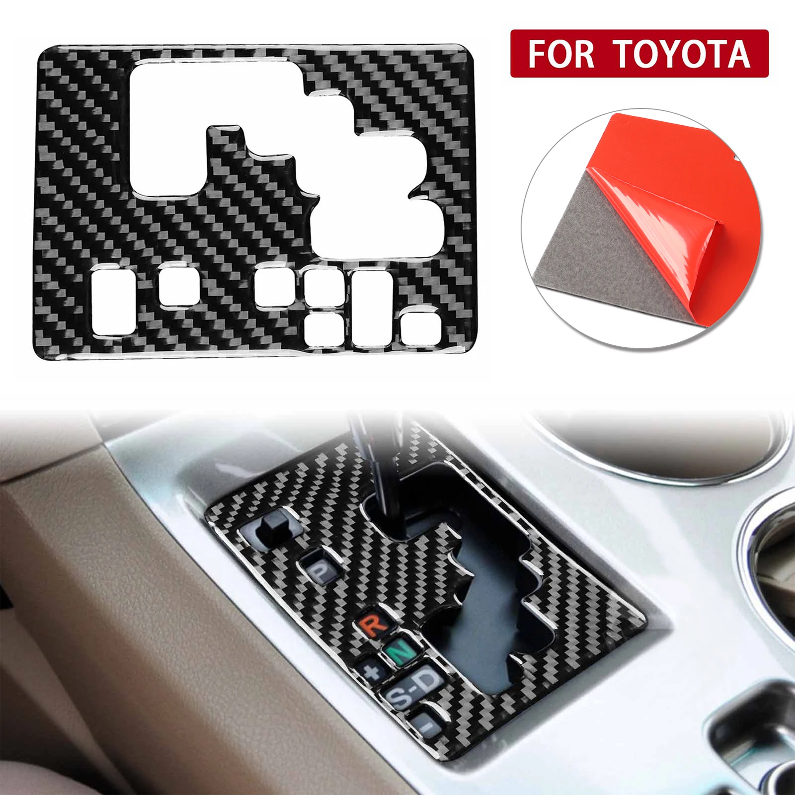 

For Toyota Highlander 2008-13 Carbon Fiber Center Console Gear Shift Panel Cover