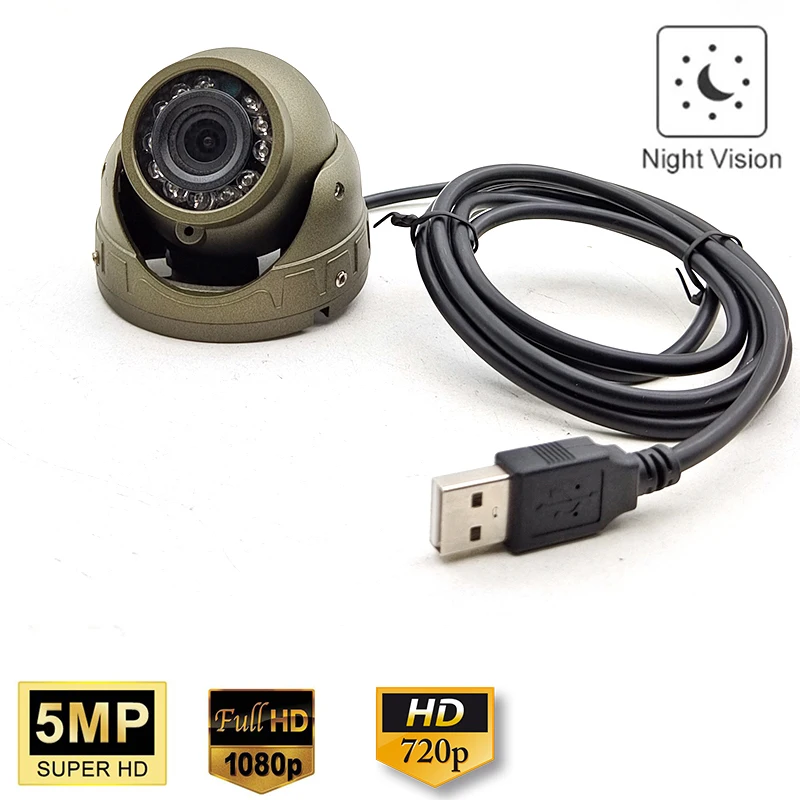 

5MP 2MP 720P Outdoor Weatherproof 1080P Dome USB Camera UVC 2MP IR CUT CMOS IR LED Night Vision CCTV Webcam Linux Windows Mac