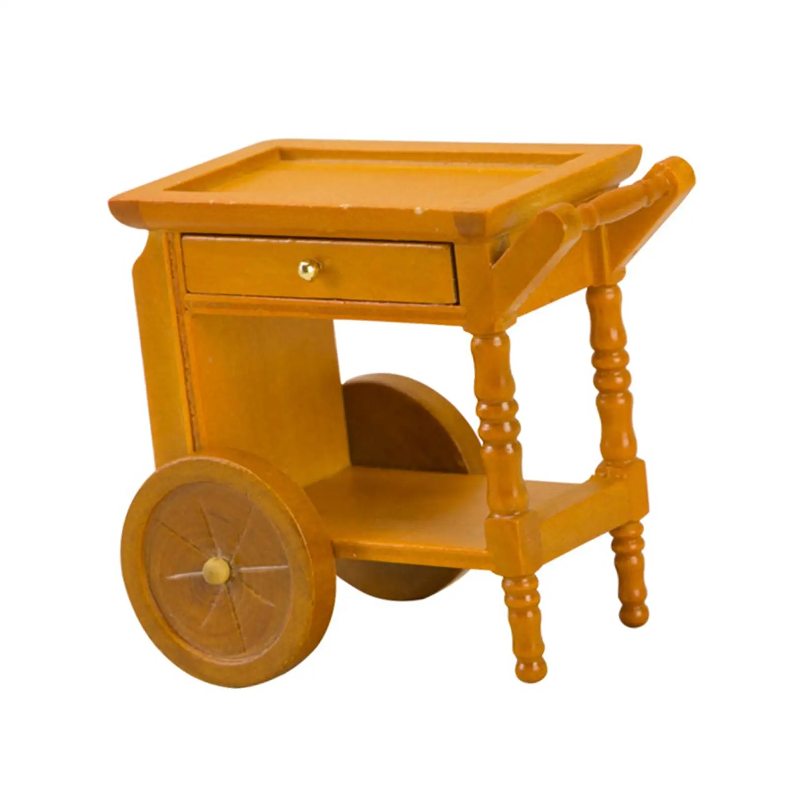 

1/12 Wooden Dollhouse Life Scenes Mini Dining Trolley Miniature 1/12 Dollhouse Trolley for Children Boys Girls Birthday Gifts