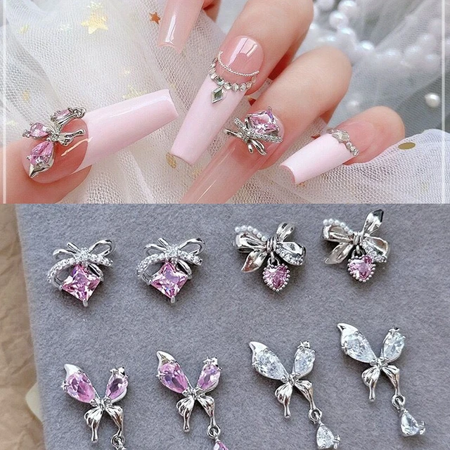 Zircon Vintage C Bling Nail Charms 5pcs