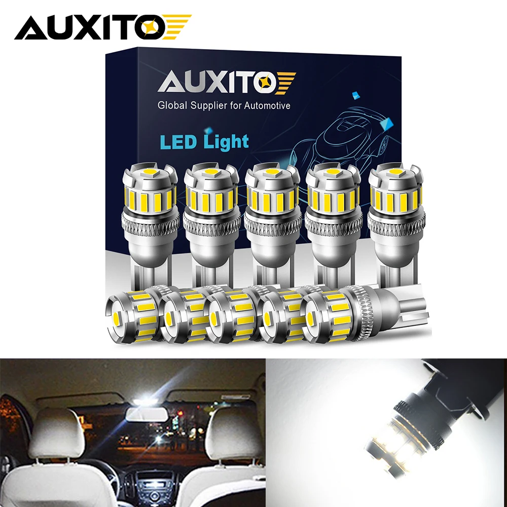 AUXITO 10Pcs T10 W5W Led Canbus Bulbs 194 168 Led Signal Lamp for Car