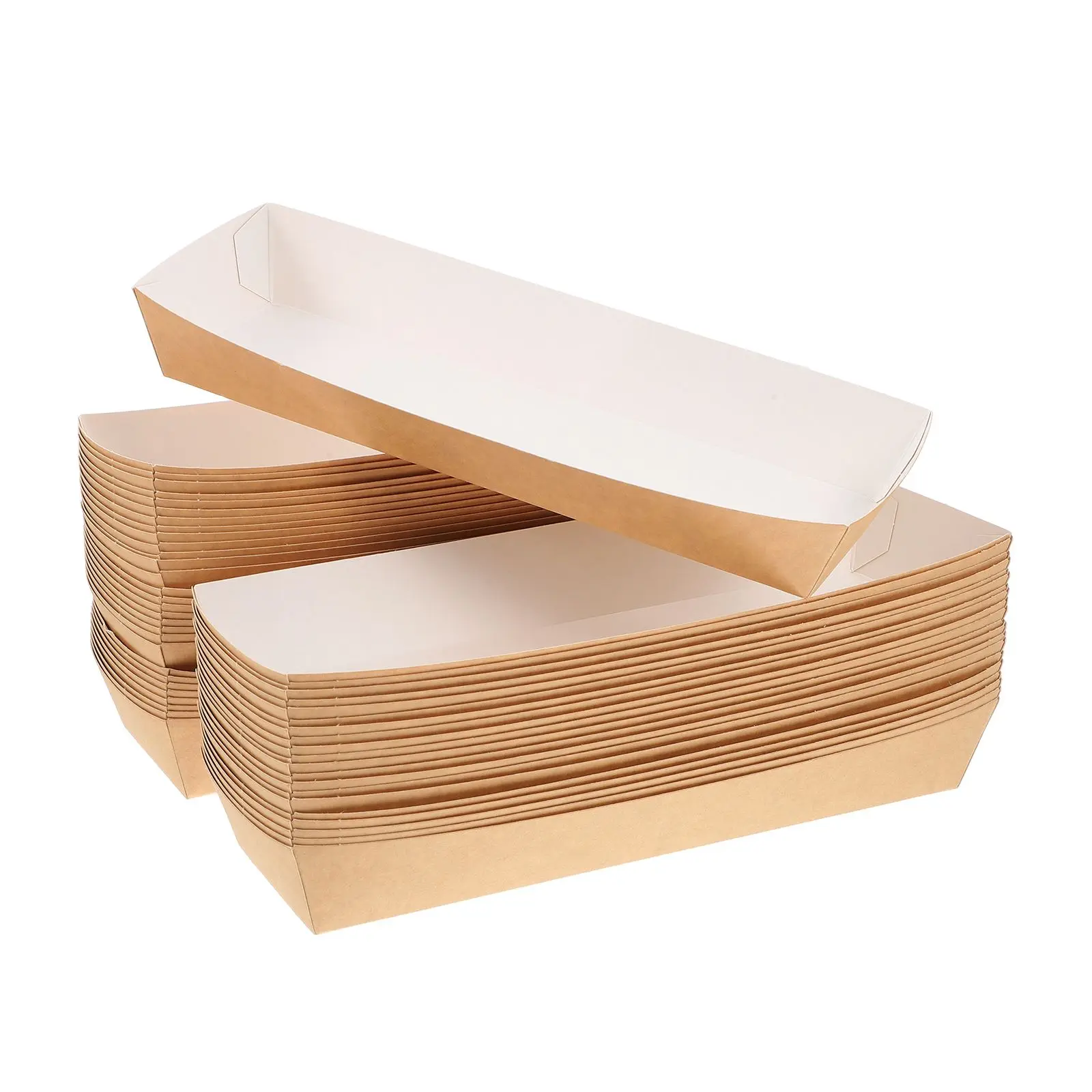 50pcs Disposable Paper Sandwich and Hot Dog Boxes, Kraft Food Boat Trays for Takeout, P... - SKU DPSB1803 - UGI Packaging