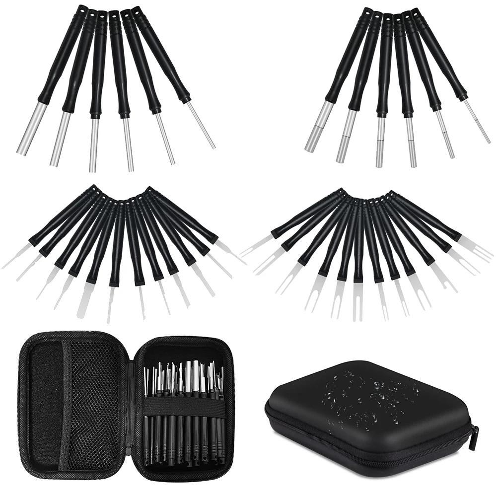 Universal Car Terminal Extractor Tool Car Cable Plug Removal Tool Pin Extractor Repair Remover Key Tools Car Accessories 30pcs set car terminal removal tool kit automobile disassembly tools electrical wiring crimp connector pin extractor set key box