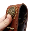 Leather Large Dog Collar Pitbull Spiked Studded Collars for Medium Large Big Dogs Genuine Leather Durable Pet Collar Brown 2