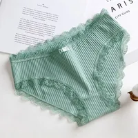 Sous-vêtements en dentelle avec nœud pour femmes, culotte taille basse, couleur unie, coton, nouvelle collection, K019 2