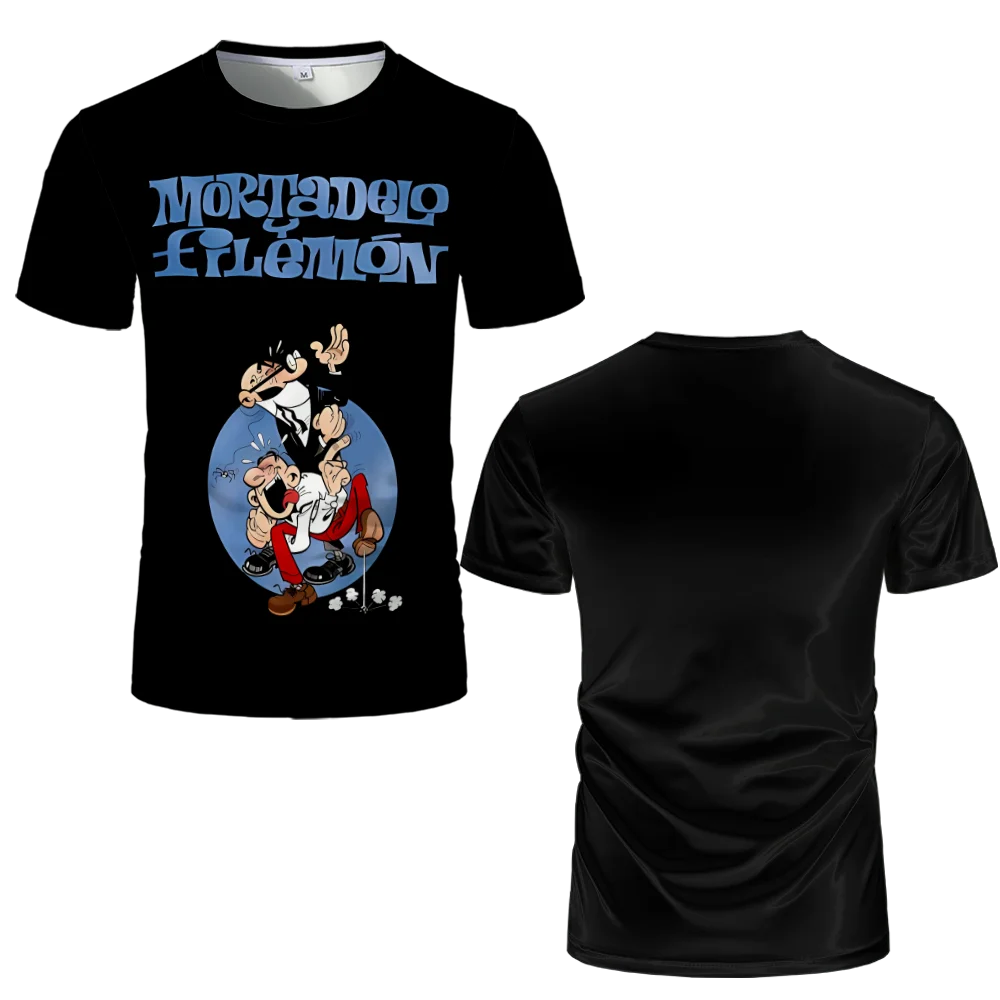 Mortadelo Filemon Anime-Charakter-Druck-T-Shirts, Rundhalsausschnitt, modisches lustiges Muster, kurze Ärmel, lässige, atmungsaktive Outdoor-T-Shirts – Detail 10