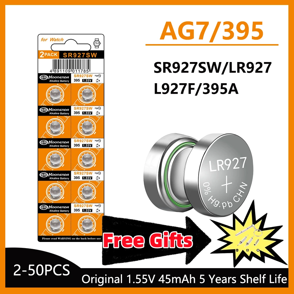 고용량 AG7 알카라인 1.5V 단추 셀 배터리, LR927 LR57 SR927W 399 GR927 G7 시계 장난감 원격 카메라, 선물 포함, 5-50 개 고용량 AG7 알카라인 1.5V 단추 셀 배터리, LR927 LR57 SR927W 399 GR927 G7 시계 장난감 원격 카메라, 선물 포함, 5-50 개
