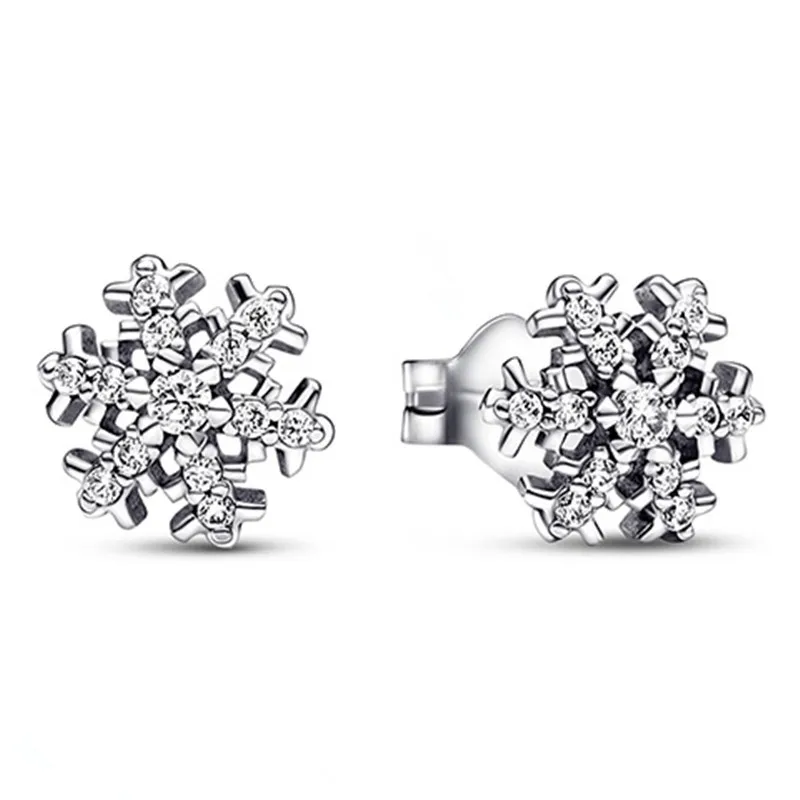 

Authentic 925 Sterling Silver Moments Sparkling Snowflake With Zirconia Stud Earring For Women Wedding Fashion Jewelry
