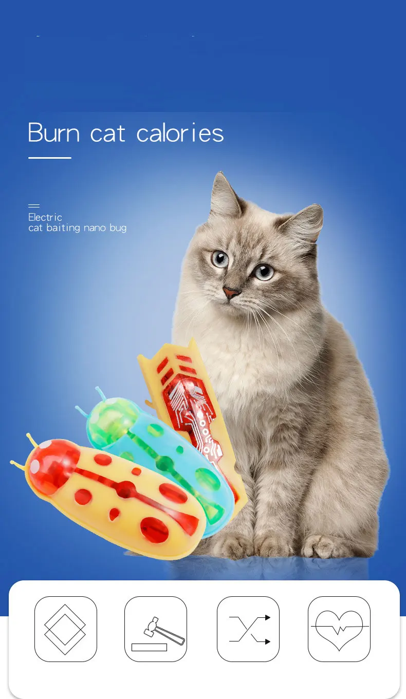 2PCS Pet Interactive Electric Bug Mice Cat Toy Electric Toothbrush