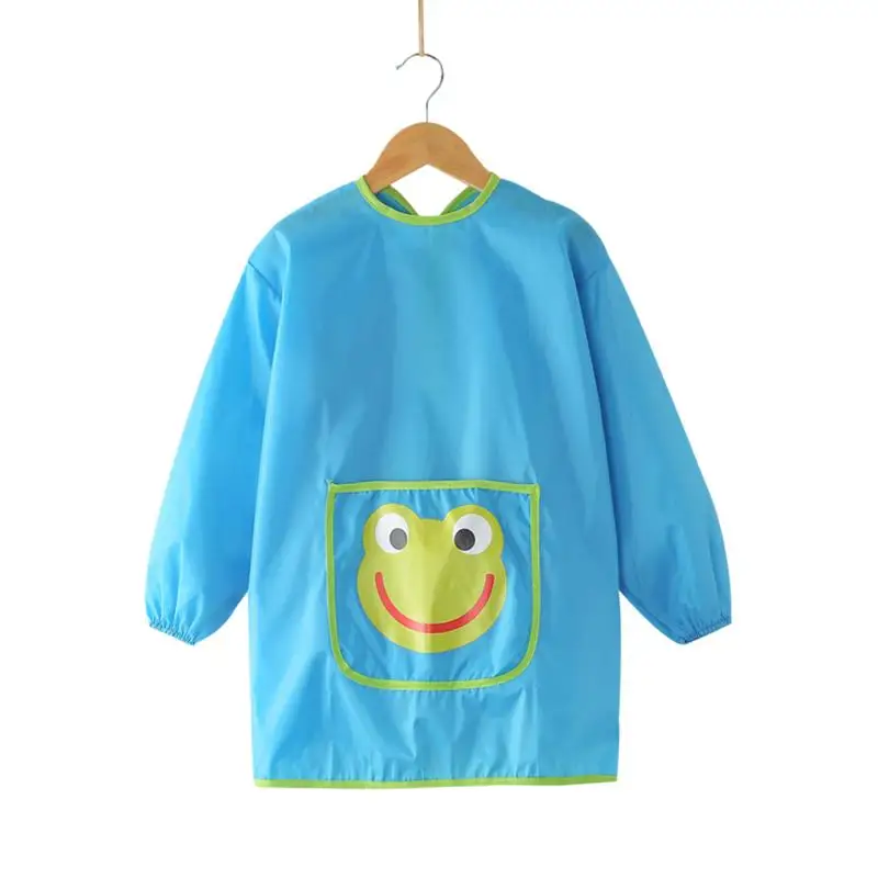 

Toddler Art Smock Child Frog Pattern Painting Apron Reusable Waterproof Artist Smocks For Girls Toddler With Long Sleeve And