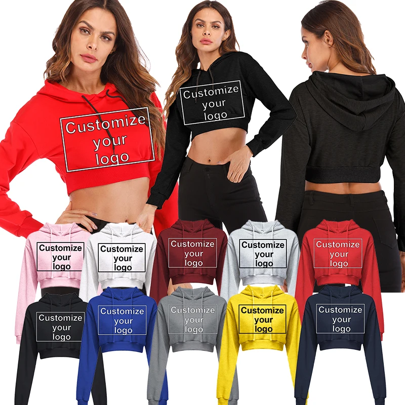 2023 All Cotton Hooded Pullover Solid Color Short Sweater Open Button Slim Fit Multi Color Women's Top Customization Your Logo yes open your eyes 1 cd