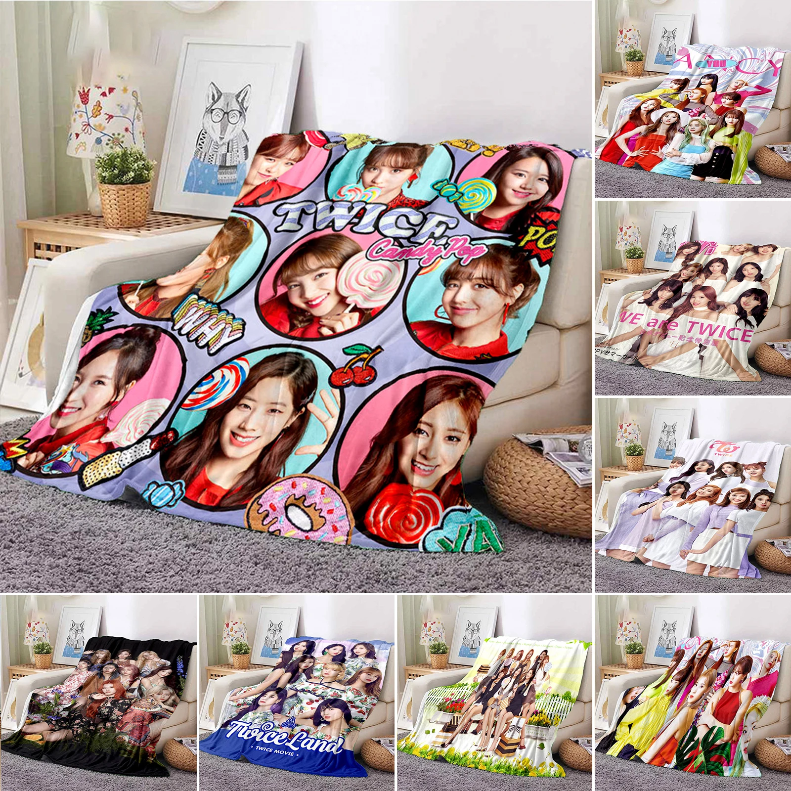 

Kpop Blanket TWICE Girl Group fashion Printed Flannel Blanket Gift Sofa Office Bed Warm Blanket Girls Bedroom Bedspread