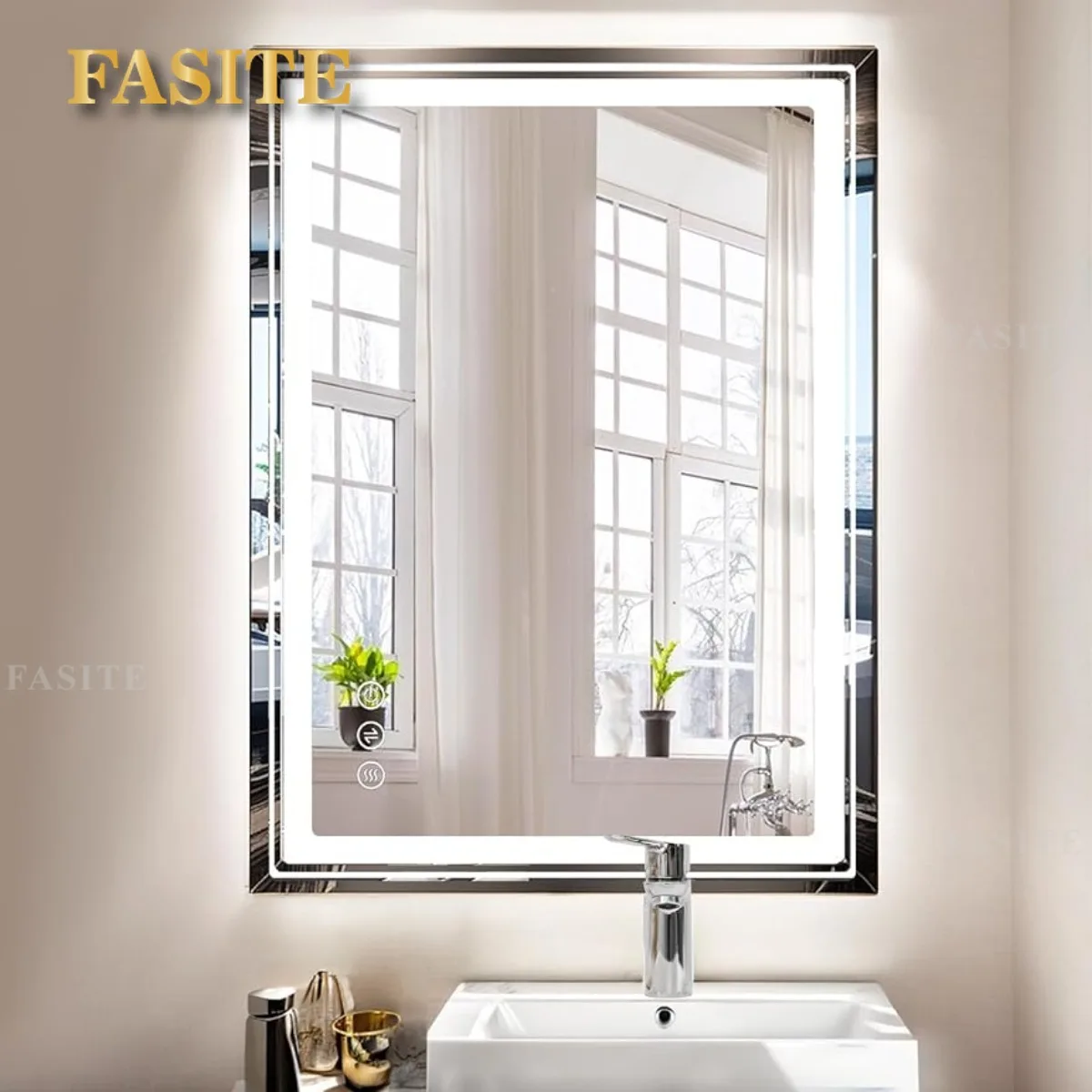 Description Picture 4 of itemBathroom Mirror with Lights 36x28 Inch Anti-Fog Shatter-Proof Wall-Mounted Vanity Mirrors with Frontlit & Backlit