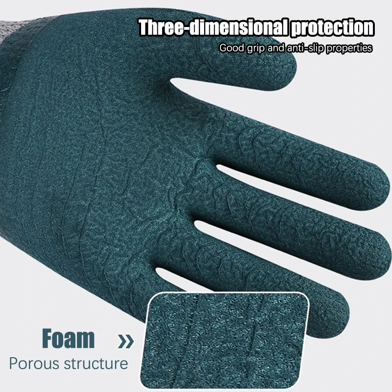1 Pair Winter Thickened Velvet Tyre Rubber Wear-resistant Non-slip Garden Site Work Gloves 5