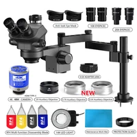 3.5-200X Simul-Focal Stereo Trinocular Microscope Set 4K 2K 1080P HDMI VGA USB TF Video Camera Clamp Folding Extension Type Base 2