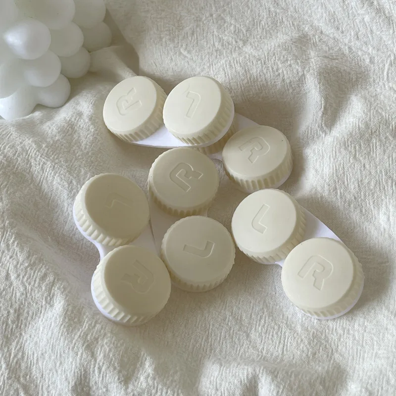 Cream Colour Contact Lens Case Travel Holder Container Soaking Contact Lens Box Mini Lenses Case Accessorie