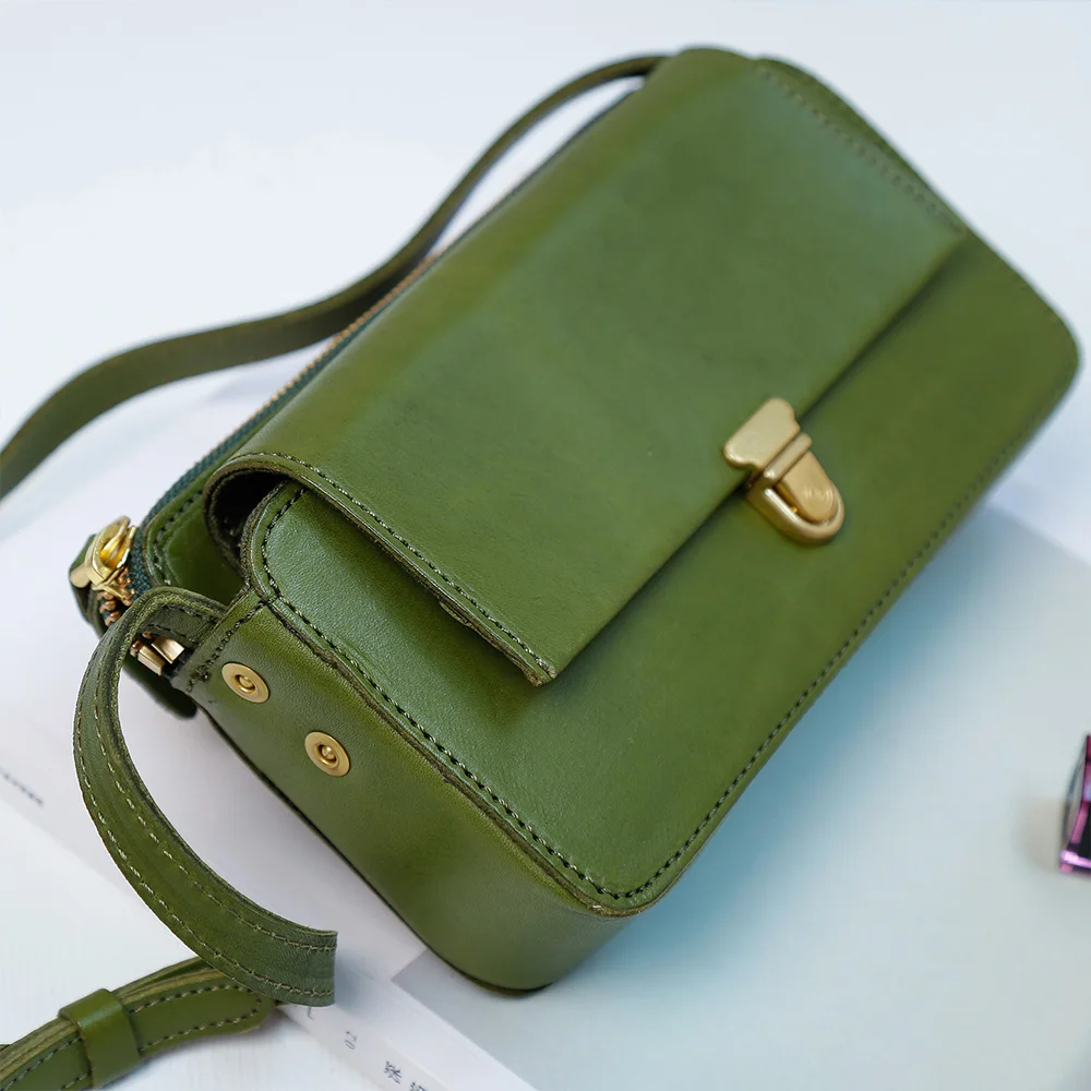 New Genuine Leather Women's Bag Retro Simple Shoulder Bag Korean Version Fashion Crossbody Bag Female Shoulder Bag