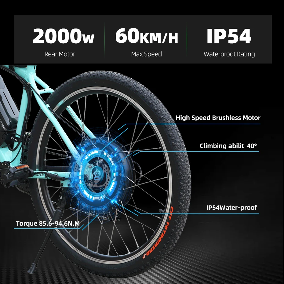 Assembled 2000W Powerful Rear Hub Motor Wheel Silence Ebike Engine