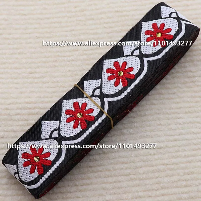 3.3cm 7 Yards Jacquard Ribbon Geometric Pattern Ethnic Lace Trim Embroidered Woven Webbing Tape For Clothing DIY Sewing Fabric