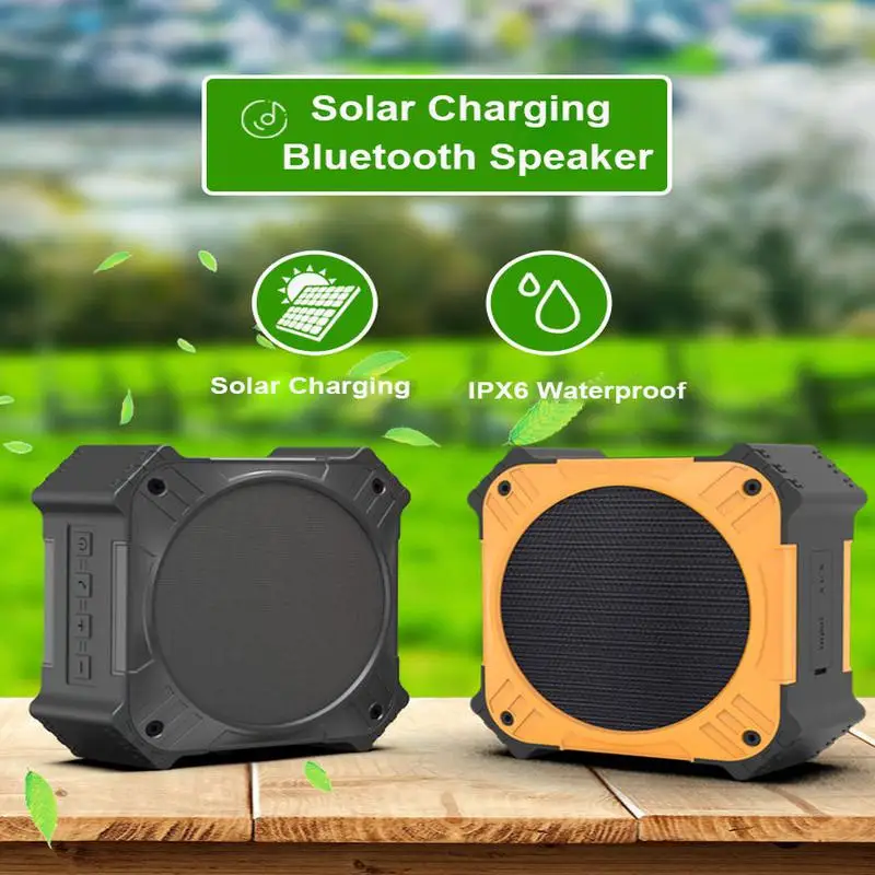 

Мощный портативный беспроводной Bluetooth-динамик с зарядкой от солнечной батареи, водонепроницаемый внешний сабвуфер для музыки