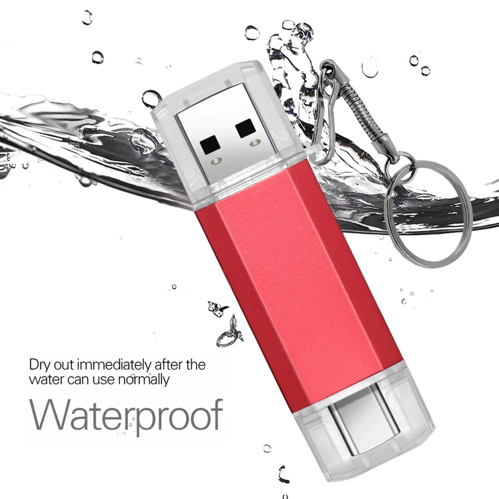 Type-C 128GB 키 고속 USB 플래시 드라이브 OTG 펜 드라이브 64G Usb 2.0 스틱 Pendrive 플래시 디스크 PC/자동차/TV USB-C 무료 로고
