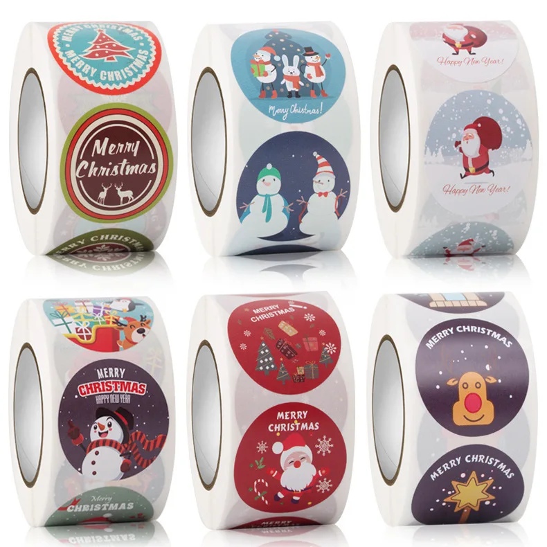 

Merry Christmas Stickers Theme Sealed Label DIY Gift Wrapping Envelopes Stationery 100-500 pieces Sticker sheets