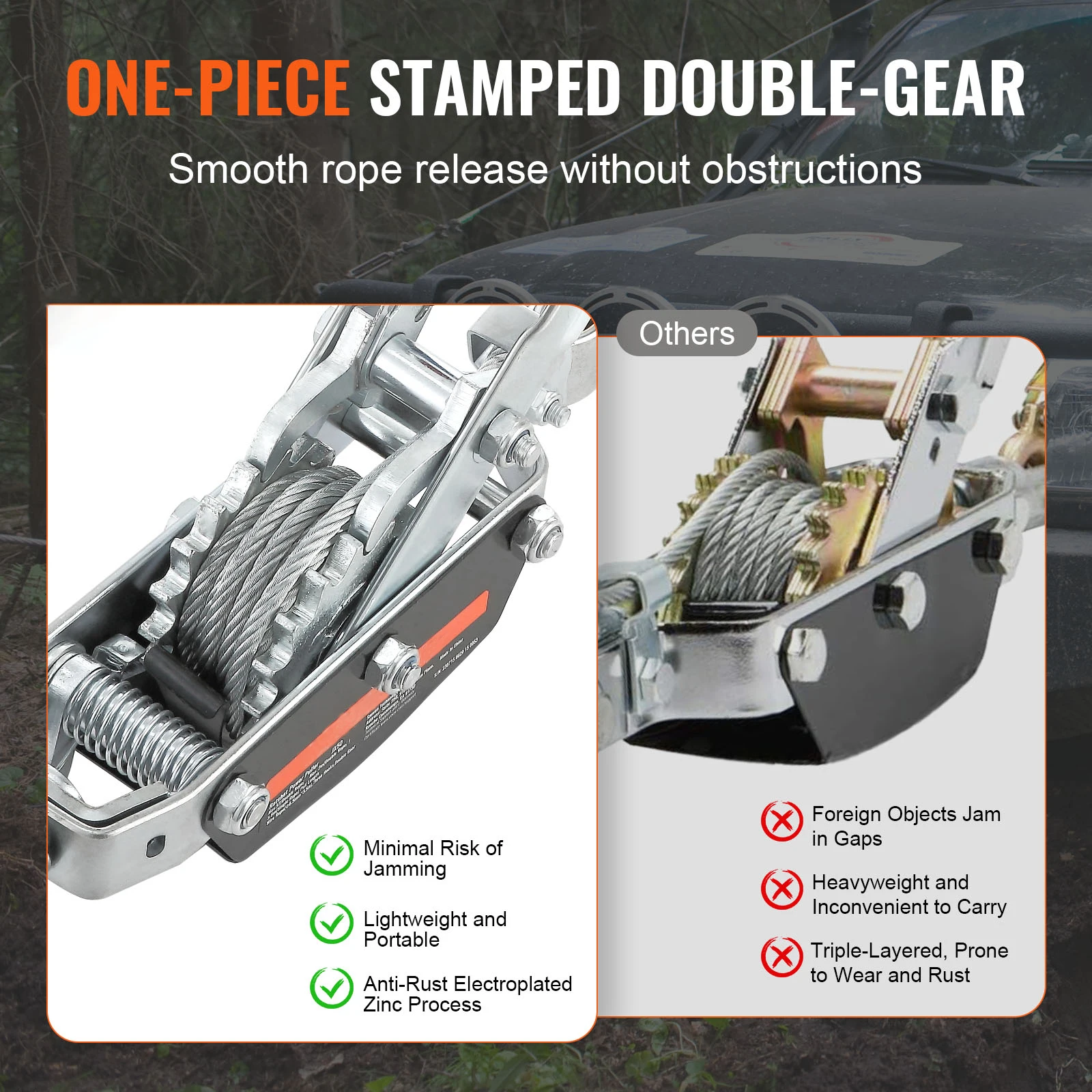 SucceBuy 5T Come Along Winch Ratchet Power Puller Tool with 11.5ft Steel Cable Automotive Hoist Cable Puller for Vehicle Rescue
