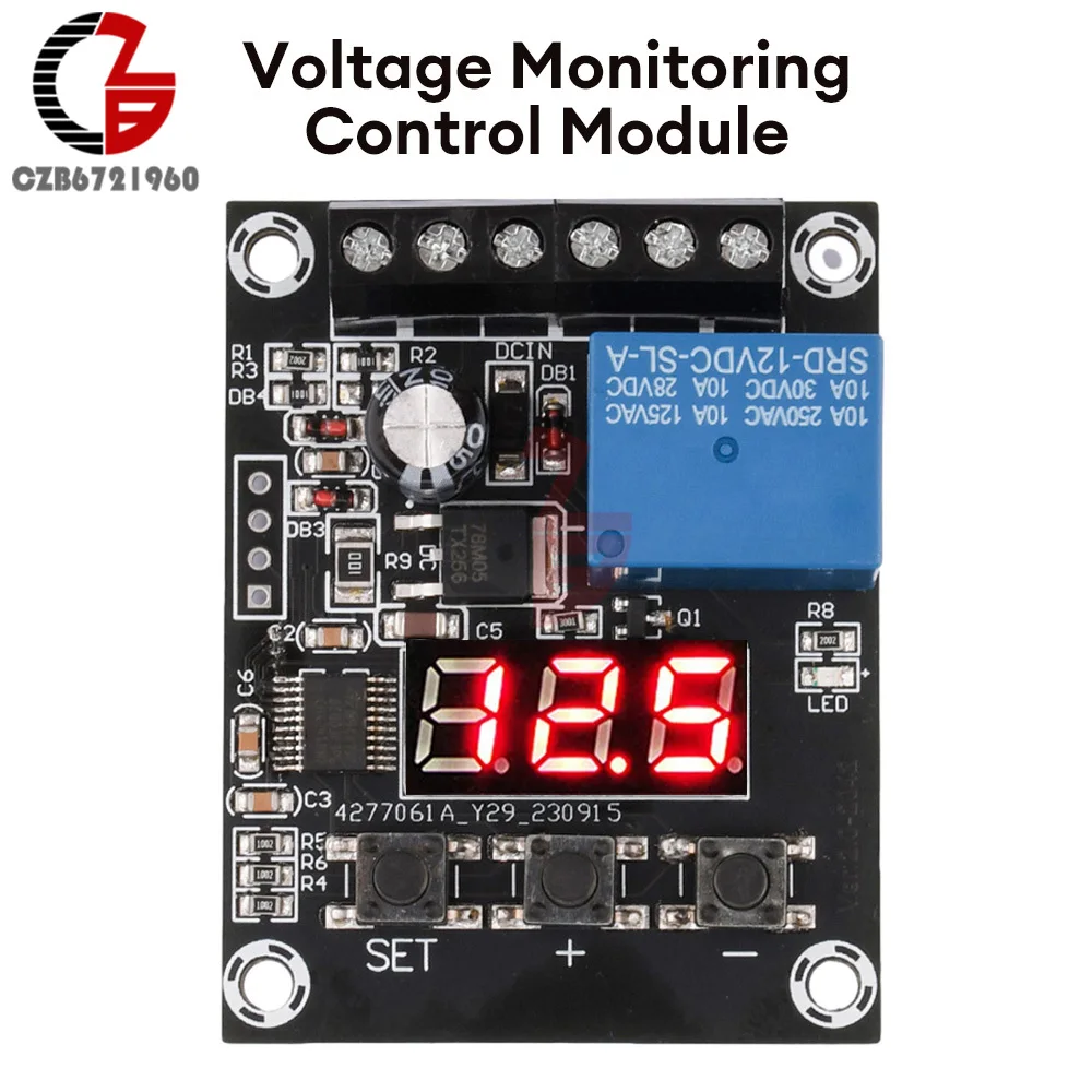 Módulo de Relé de Tensão Detecção de Limite Superior e Inferior Interruptor de Controle Proteção de Tensão Desligada Volt Ajustável dc 7-9v 12v 24v