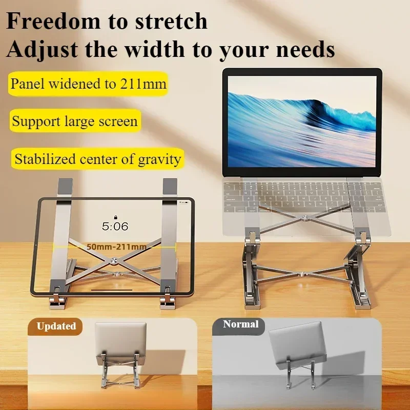 Laptop Stand For Desktop Metal Stable Base With Portable Foldable Ventilated Cooling Computer Holder Fit For Up To 18 Inch