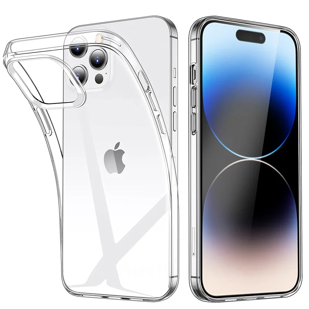Transparent Phone Case For iPhone 16 12 13 14 15 Pro Max Soft TPU Silicone For iPhone XS Max XR 8 7Plus Back Cover Clear Case
