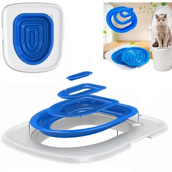 Prodotti per l'addestramento della toilette riutilizzabili per uso di gatti Pet Cats Plastic Toilet Trainer Kit per l'addestramento della toilette per gatti tappetino per la pulizia della lettiera per animali domestici