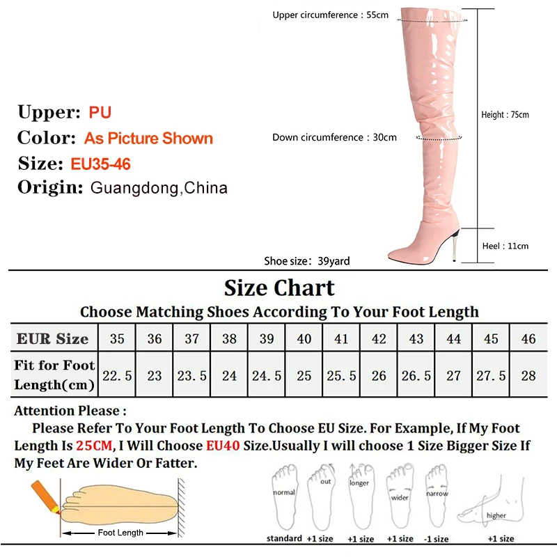 2025 Over-the-knee Shiny Women's Boots Patent Leather Thigh High Boots Girl Shoes Sexy Fetish Zipper Pointed toe 11cm High Heels