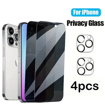 Proteggi schermo privacy da 2 pezzi con protezione per obiettivo fotocamera da 2 pezzi per iPhone 11 12 13 Pro Mini 14 15 Pro Plus 16 17 Pro Max Glass