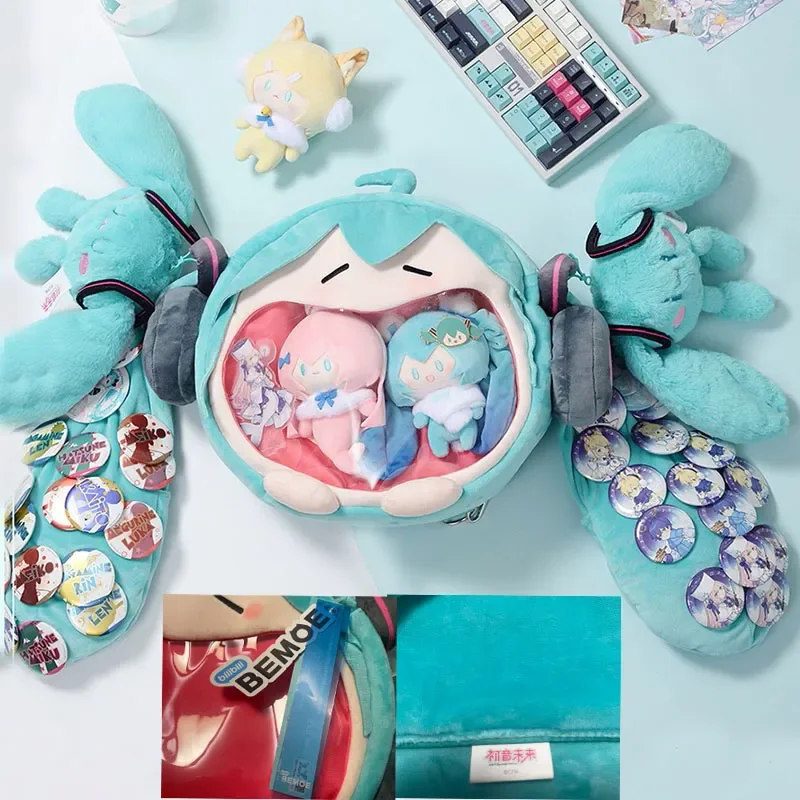 

Official Anime Hatsune Miku Itabag Vocaloid Cosplay Ita Bag Plush Backpack Women DIY Bag School Student Men Velvet Shoulder Bag