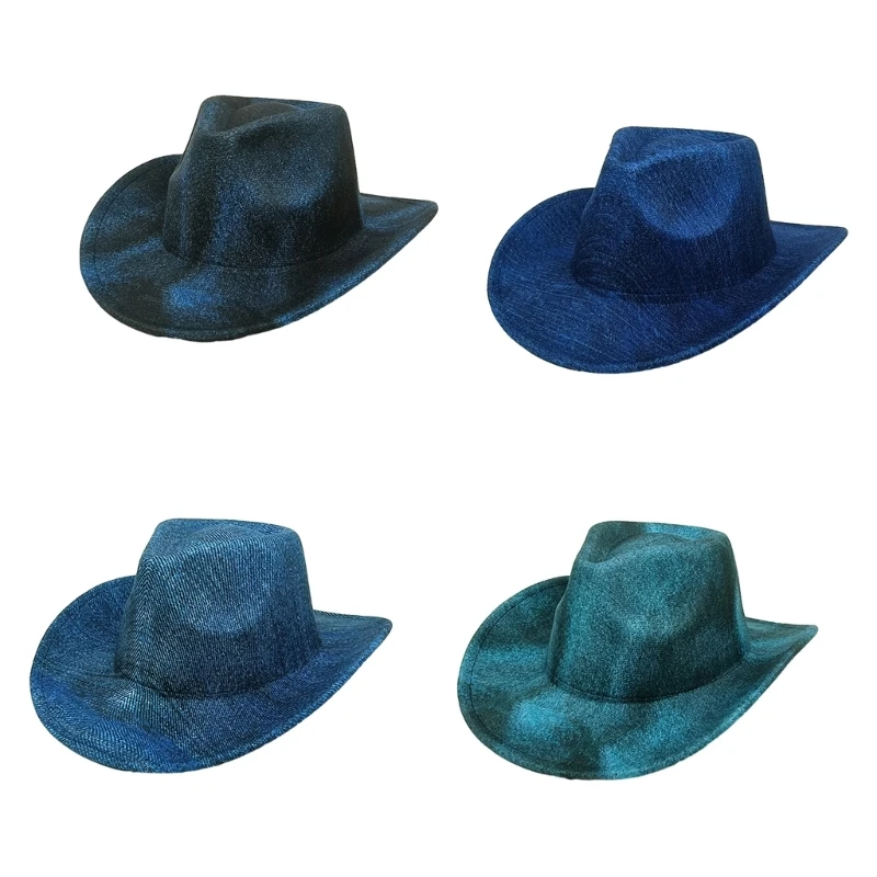

Thick Windproof Cowboy Hat Cowboy Hat with Dazzled Color Rolled Brim Felt Hat 28TF