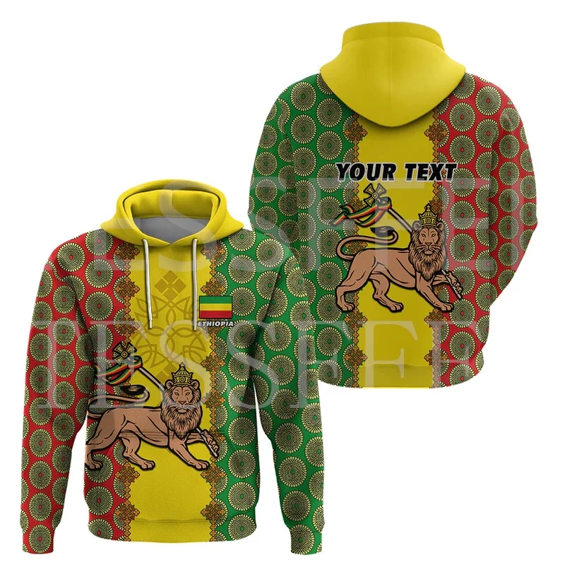 

NewFashion Custom Name Ethiopia Lion Africa Country Flag Tribe Tattoo Streetwear 3DPrint Casual Funny Pullover Jacket Hoodies X3