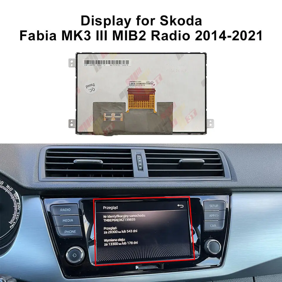 Display for VW Golf 7 Tiguan Skoda Octavia 3 Rapid Yeti MIB2 Radio Media