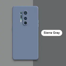 Premium Soft Silicone Waterproof Phone Case - Square Liquid Back Cover for OnePlus 8T Plus 5G (Sierra Gray)