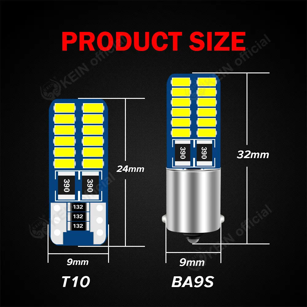 KEIN 4PCS C5W Led Light C10W SV8.5 T10 Festoon BA9S 31 mm 28mm Warm White 31mm 36mm 39mm 41mm Lamp Red 12V 24V Car Interior Bulb
